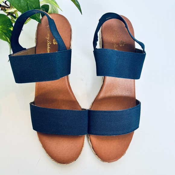 Tommy Bahama Blue and Brown Wedge Sandals - Picture 2 of 8